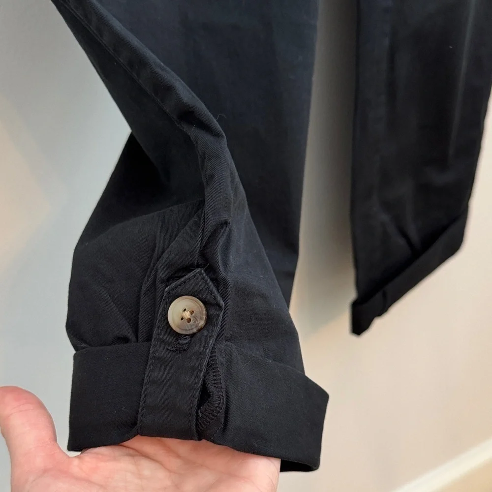 J. Jill Women’s Cuffed Chinos Pants Classic Black Casual Front Pockets Size 10